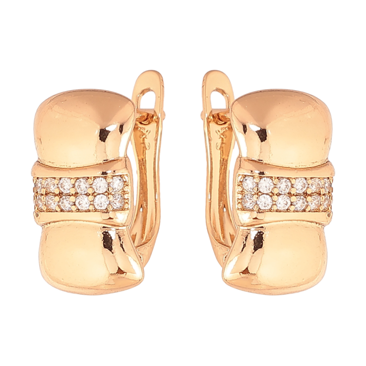 Серьги Xuping цвет Позолота 18K английский замок Узор с кристаллами фото №3