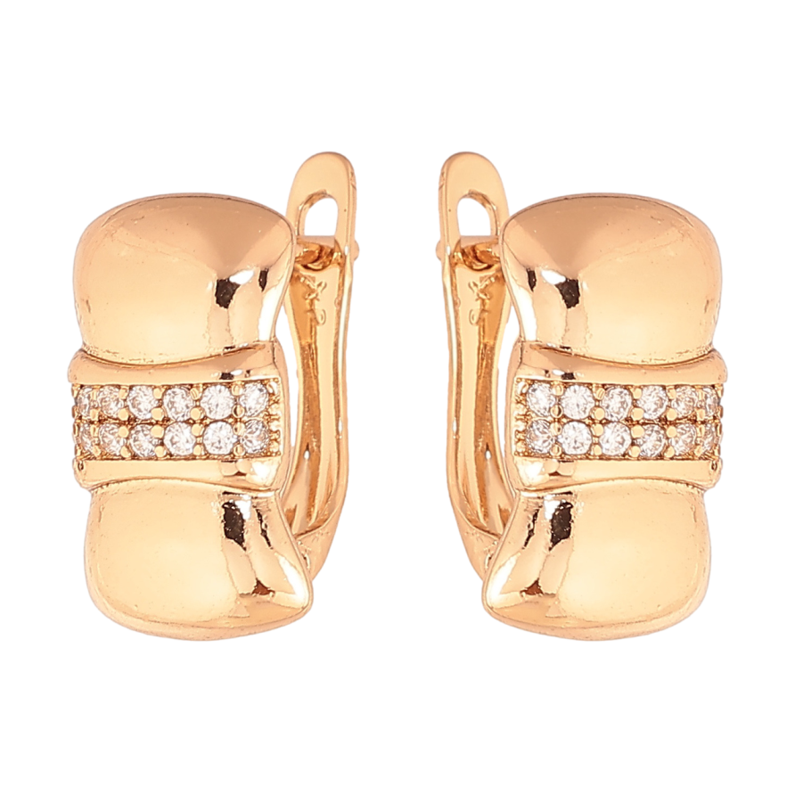 Сережки Xuping колір Позолота 18K англійський замок Візерунок з кристалами фото №1 Сережки Xuping колір Позолота 18K англійський замок Візерунок з кристалами фото №1