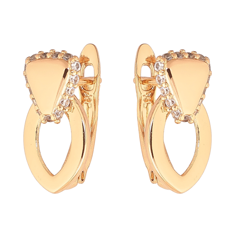 Сережки Xuping колір Позолота 18K англійський замок Візерунок з кристалами фото №1 Сережки Xuping колір Позолота 18K англійський замок Візерунок з кристалами фото №1