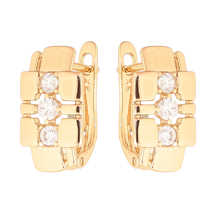 Сережки Xuping колір Позолота 18K англійський замок Візерунок з кристалами фото №10