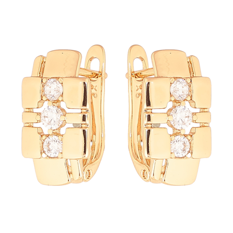 Серьги Xuping цвет Позолота 18K английский замок Узор с кристаллами фото №1