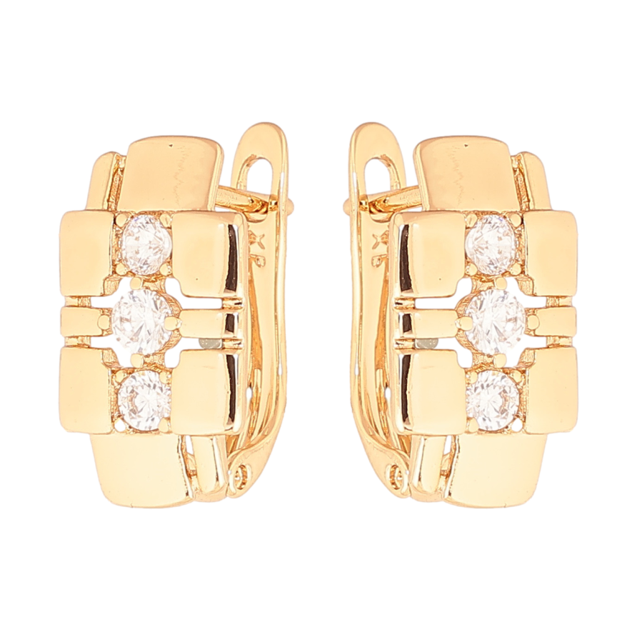 Серьги Xuping цвет Позолота 18K английский замок Узор с кристаллами фото №1