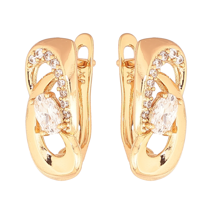 Серьги Xuping цвет Позолота 18K английский замок Узор с кристаллами фото №11