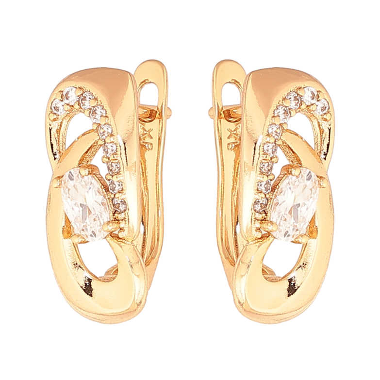 Серьги Xuping цвет Позолота 18K английский замок Узор с кристаллами фото №1