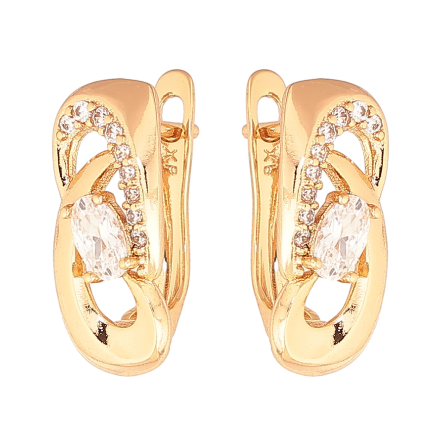 Серьги Xuping цвет Позолота 18K английский замок Узор с кристаллами фото №1