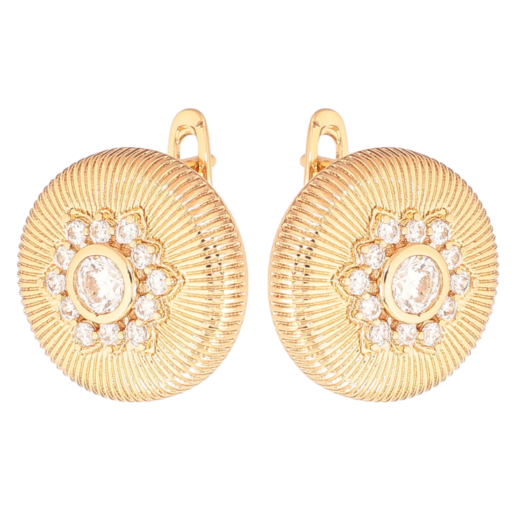 Серьги Xuping цвет Позолота 18K английский замок Узор кристальные цветочки фото №4