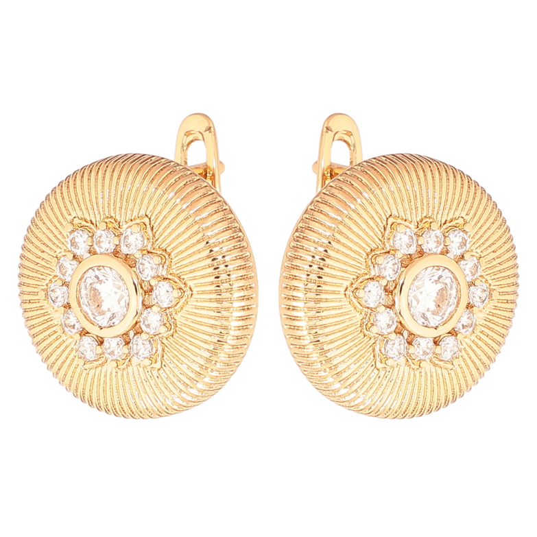 Сережки Xuping колір Позолота 18K англійський замок Візерунок кристальні квіточки фото №1