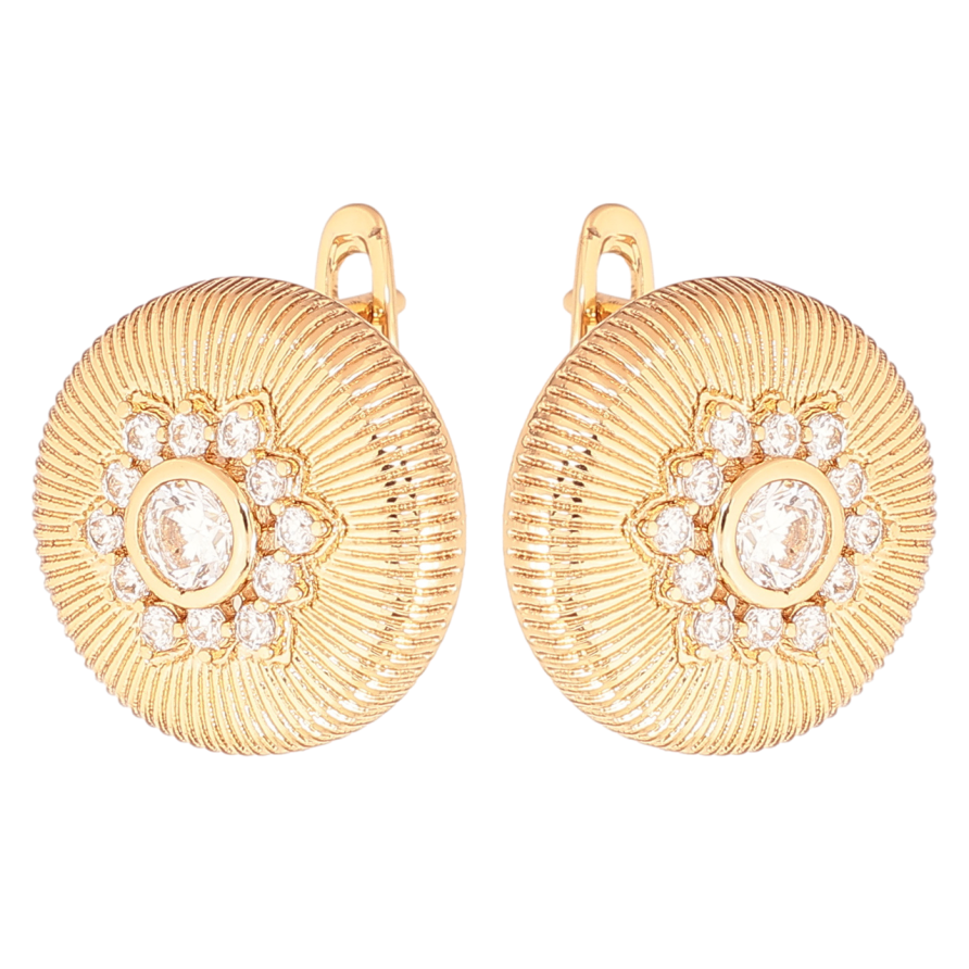 Сережки Xuping колір Позолота 18K англійський замок Візерунок кристальні квіточки фото №1