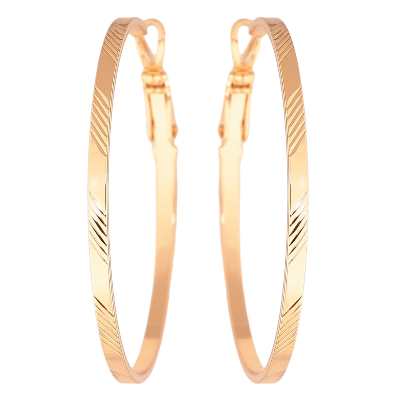 Сережки Xuping колір Позолота 18K кільця (конго) Декоративний візерунок ø 4см фото №1