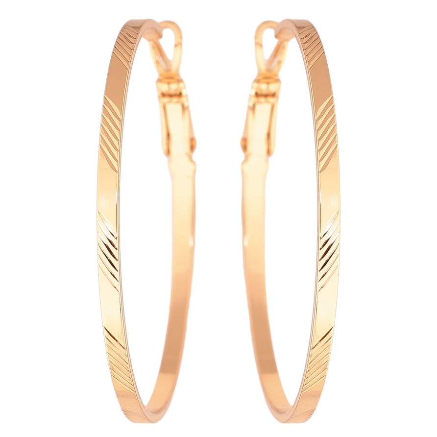 Сережки Xuping колір Позолота 18K кільця (конго) Декоративний візерунок ø 4см фото №1