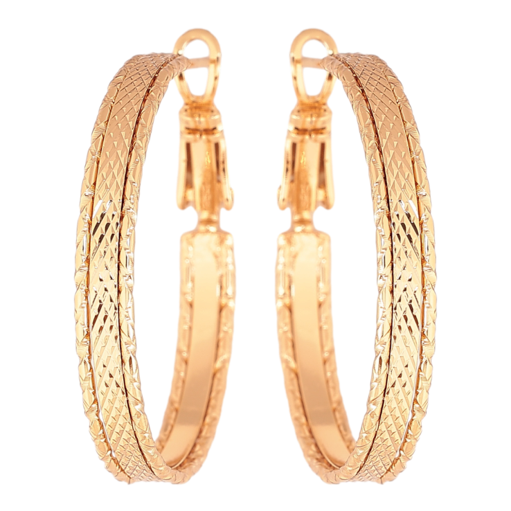 Сережки Xuping колір Позолота 18K кільця (конго) Декоративний візерунок ø 3см фото №23