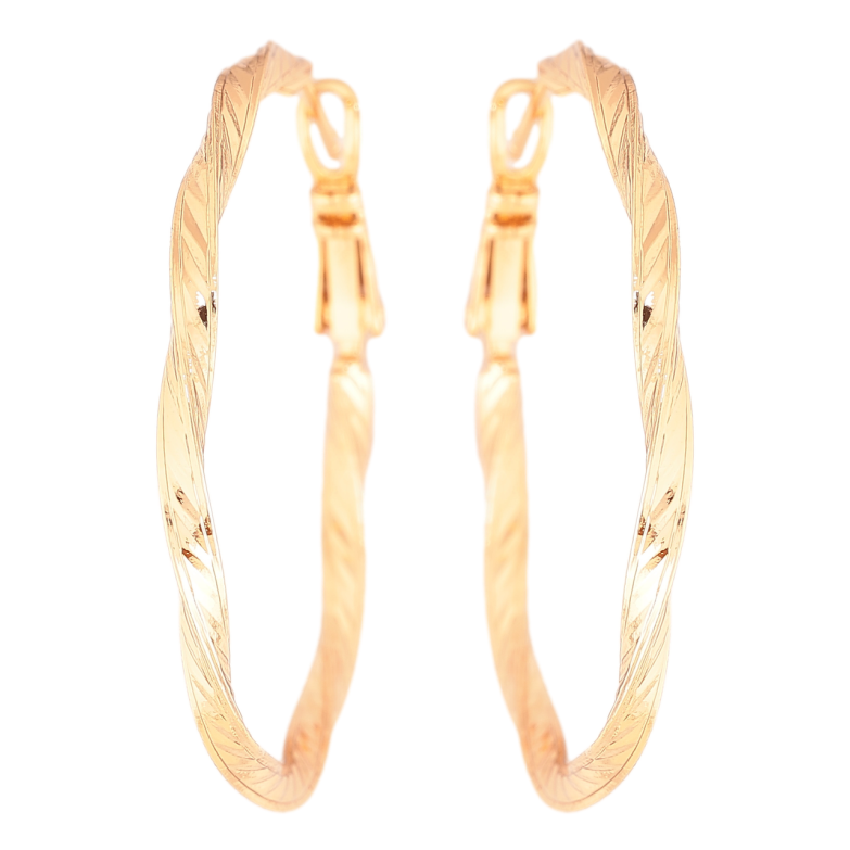 Сережки Xuping колір Позолота 18K кільця (конго) Декоративний візерунок ø 4см фото №1