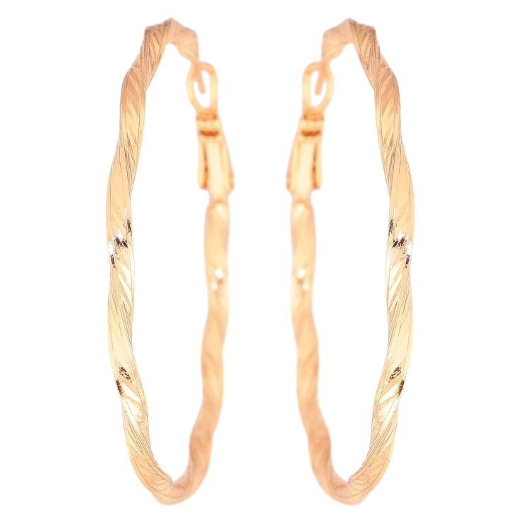 Сережки Xuping колір Позолота 18K кільця (конго) Декоративний візерунок ø 5см фото №4