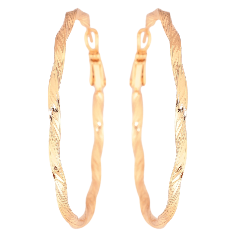 Сережки Xuping колір Позолота 18K кільця (конго) Декоративний візерунок ø 5см фото №1