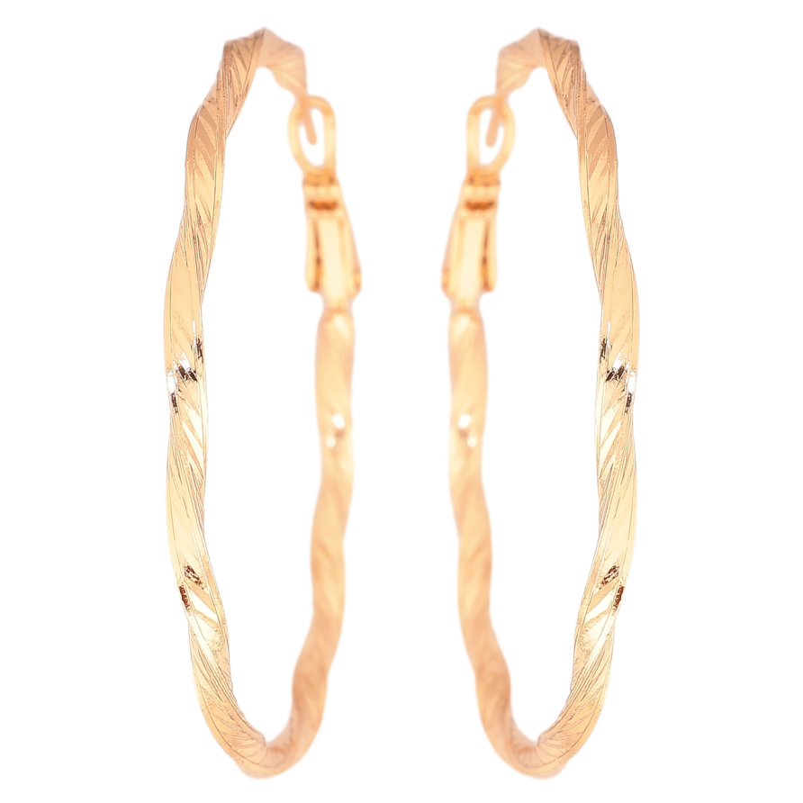 Сережки Xuping колір Позолота 18K кільця (конго) Декоративний візерунок ø 5см фото №1