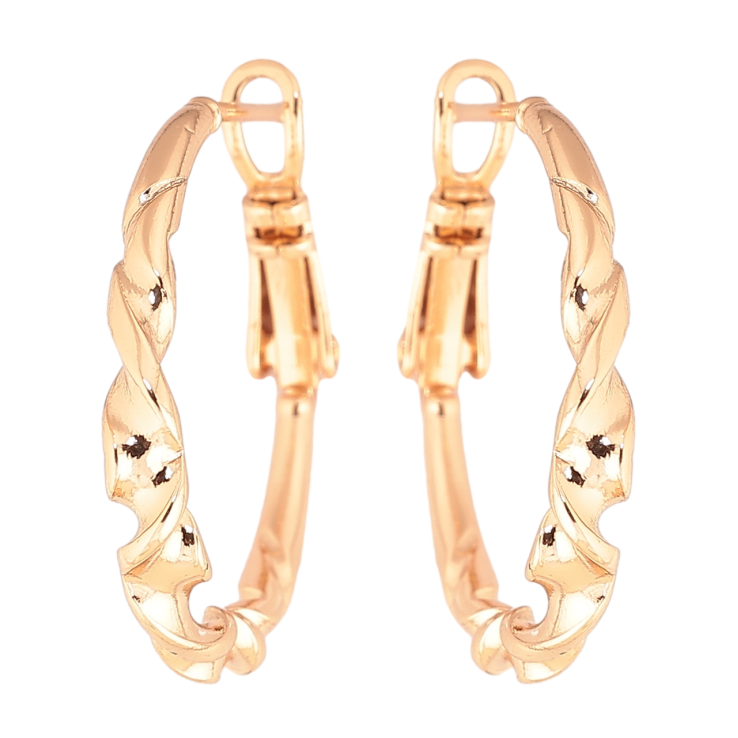 Сережки Xuping колір Позолота 18K кільця (конго) Декоративний візерунок ø 2.5см фото №2