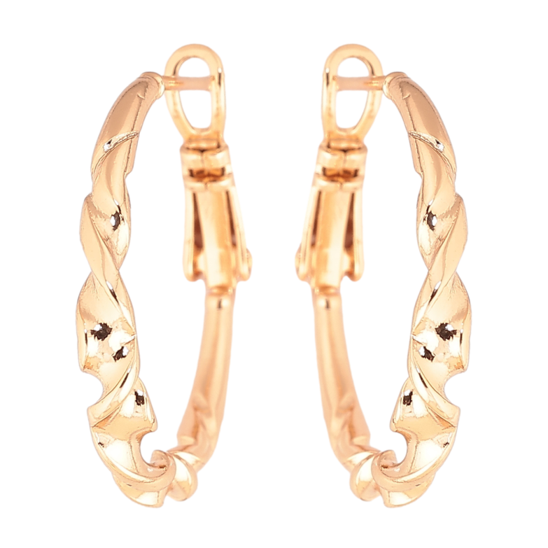 Сережки Xuping колір Позолота 18K кільця (конго) Декоративний візерунок ø 2.5см фото №3