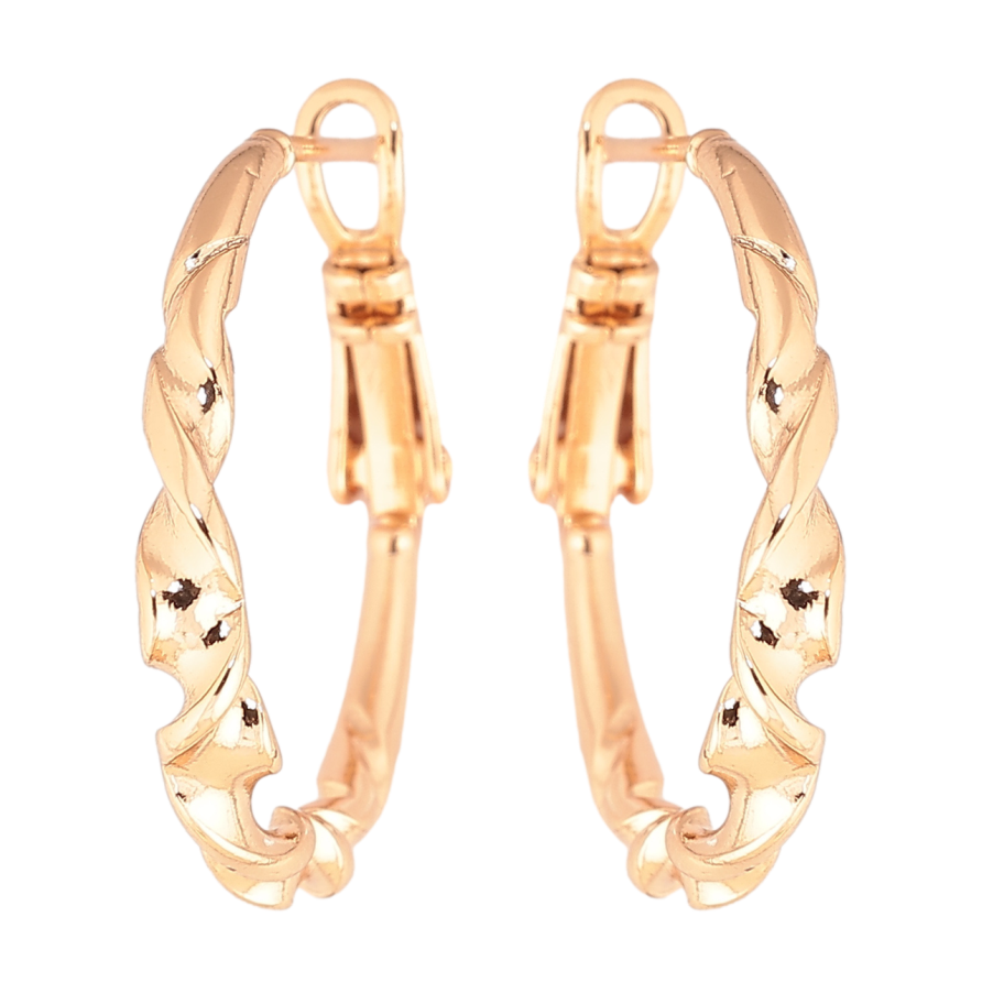 Сережки Xuping колір Позолота 18K кільця (конго) Декоративний візерунок ø 2.5см фото №1