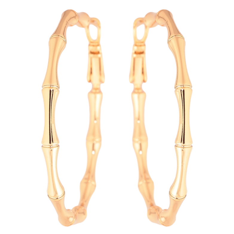 Сережки Xuping колір Позолота 18K кільця (конго) Декоративний візерунок ø 4.5см фото №1