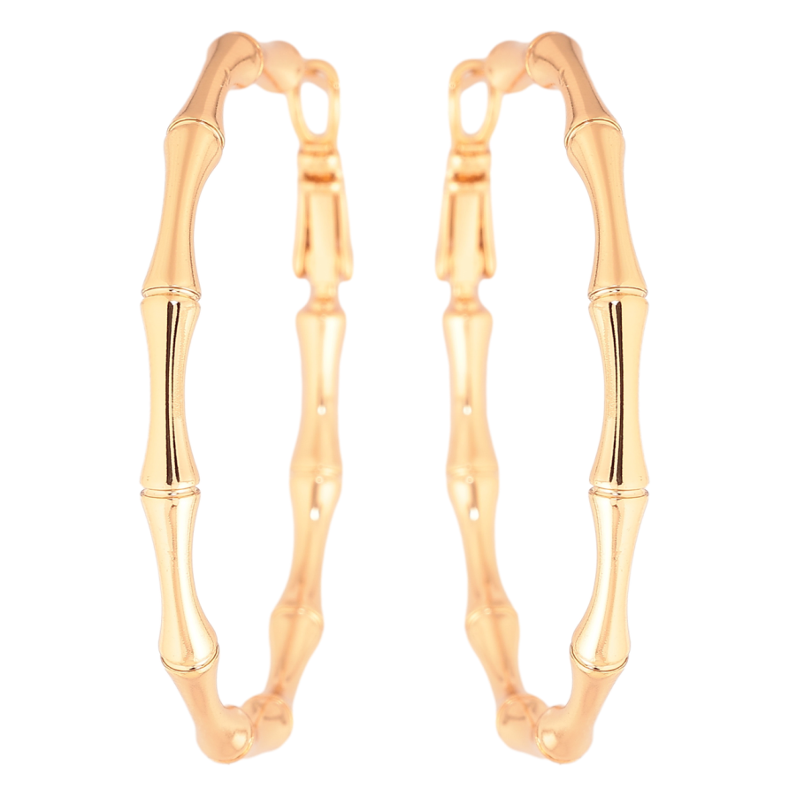 Сережки Xuping колір Позолота 18K кільця (конго) Декоративний візерунок ø 4.5см фото №1