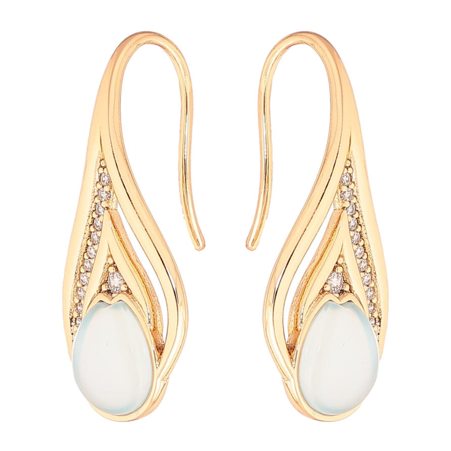 Сережки Xuping колір Позолота 18K французький замок Витончений візерунок з блакитними кристалами фото №1