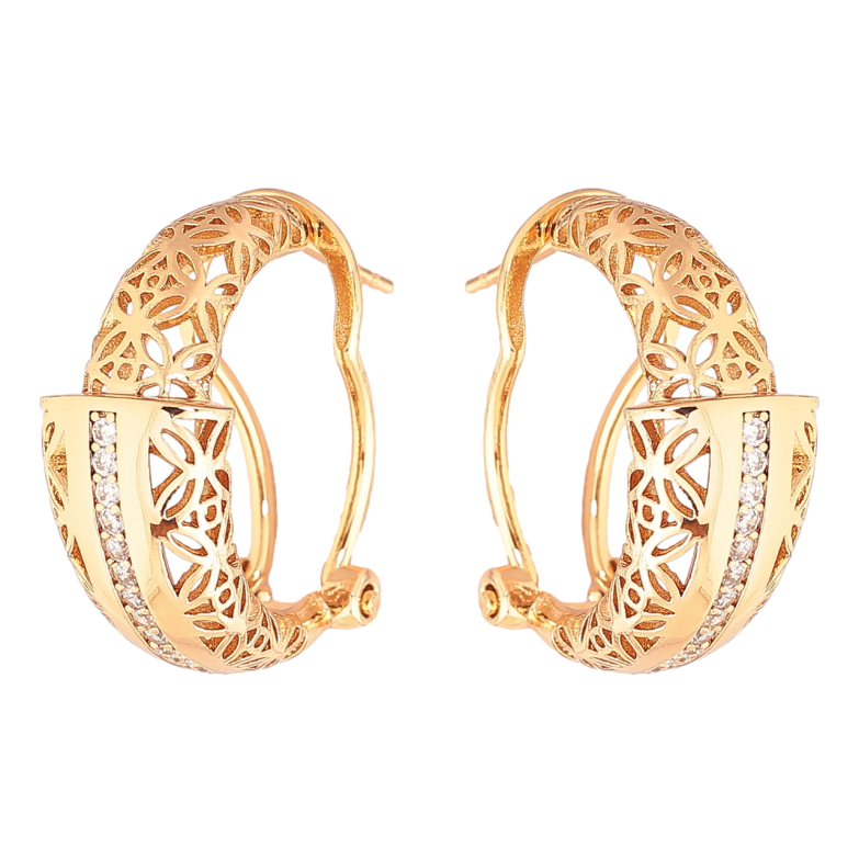 Сережки Xuping колір Позолота 18K італійський замок Декоративний різьблений орнамент фото №1 Сережки Xuping колір Позолота 18K італійський замок Декоративний різьблений орнамент фото №1