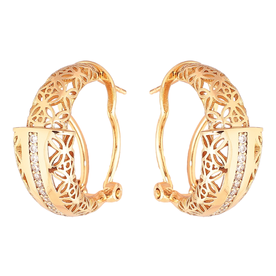 Сережки Xuping колір Позолота 18K італійський замок Декоративний різьблений орнамент фото №1 Сережки Xuping колір Позолота 18K італійський замок Декоративний різьблений орнамент фото №1