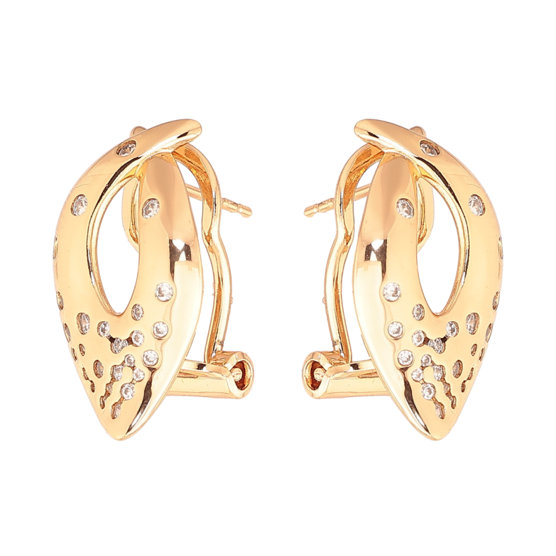 Сережки Xuping колір Позолота 18K італійський замок Візерунок з розсипом кристалів фото №1