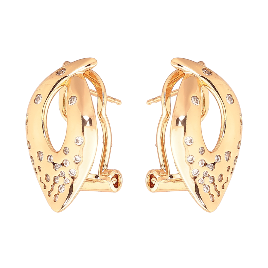 Сережки Xuping колір Позолота 18K італійський замок Візерунок з розсипом кристалів фото №1