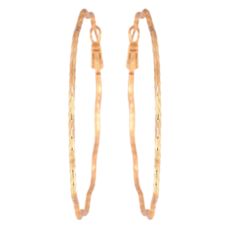 Сережки Xuping колір Позолота 18K кільця (конго) Хвилясті з візерунком ø 5.8см фото №1