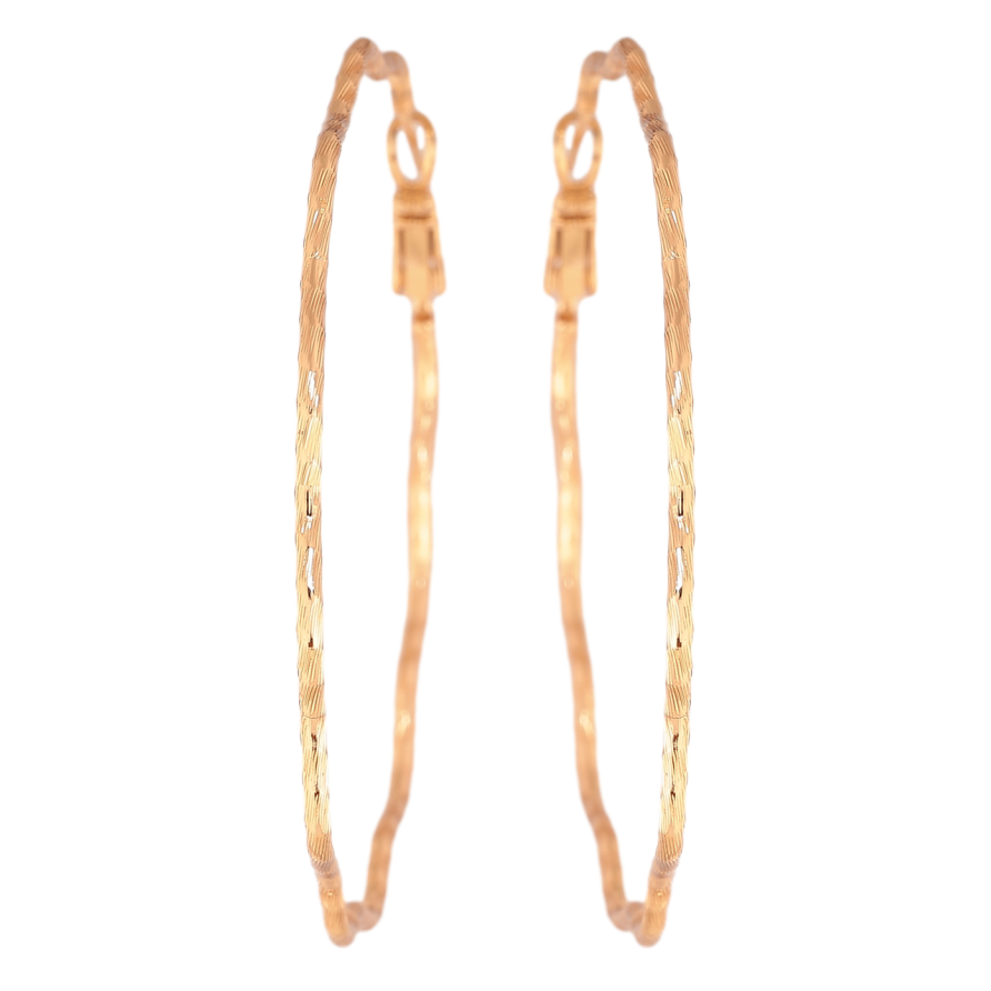 Сережки Xuping колір Позолота 18K кільця (конго) Хвилясті з візерунком ø 5.8см фото №1