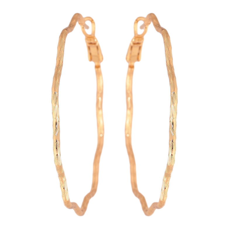 Сережки Xuping колір Позолота 18K кільця (конго) Хвилясті з візерунком ø 5см фото №1