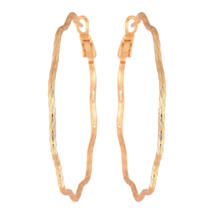 Сережки Xuping колір Позолота 18K кільця (конго) Хвилясті з візерунком ø 5см фото №1