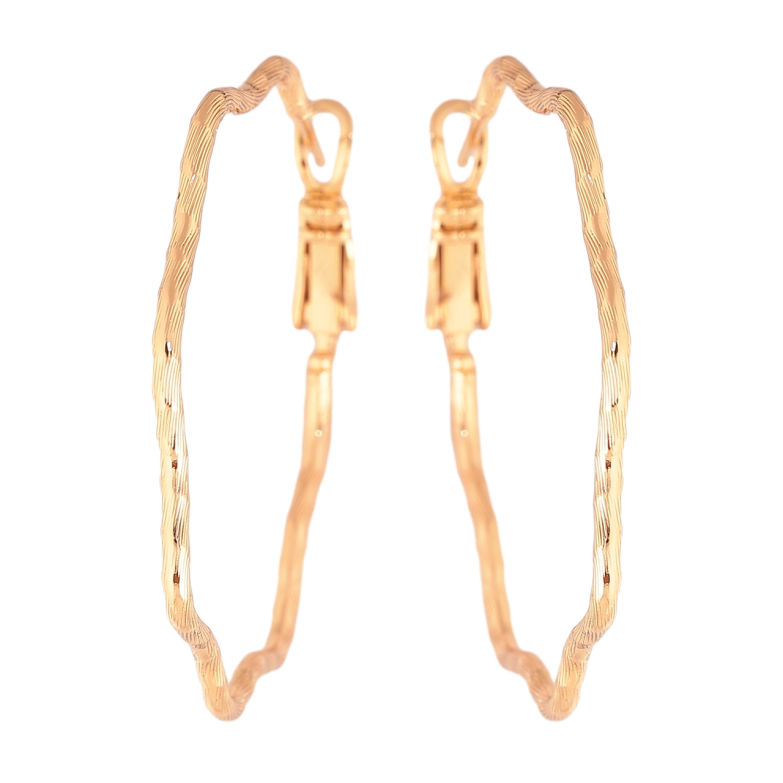 Серьги Xuping цвет Позолота 18K кольца (конго) Волнистые с узором ø 4см фото №1