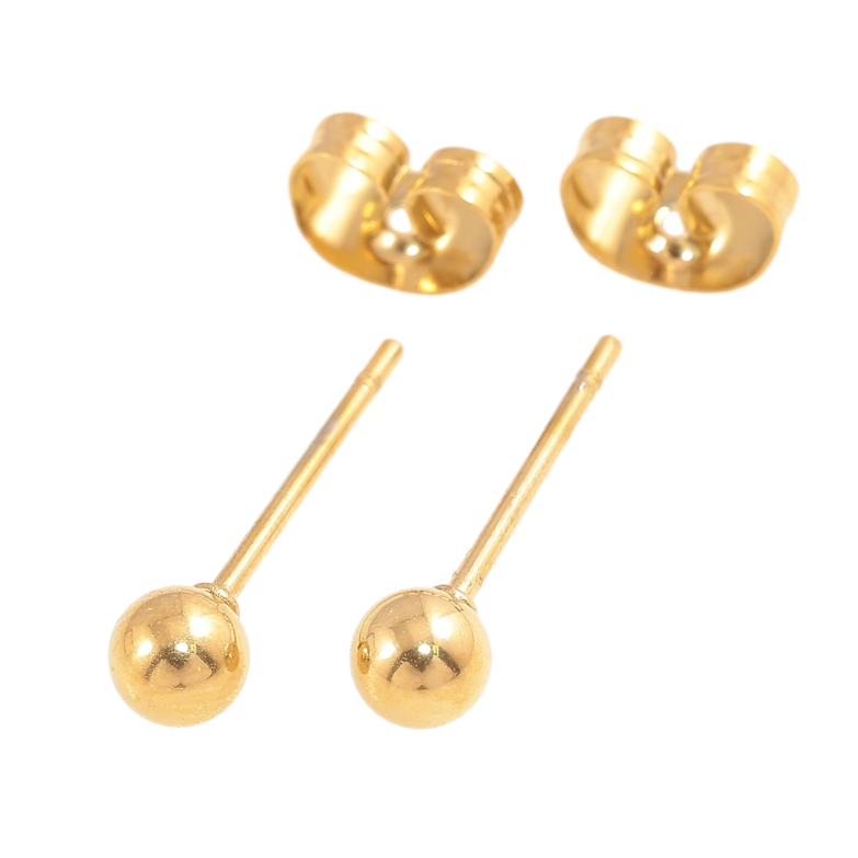 Сережки Xuping TTM Stainless Steel колір 14К пусети Кульки ø 4мм фото №11