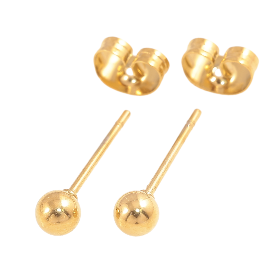 Серьги Xuping TTM Stainless Steel цвет 14К пусеты Шарики ø 4мм фото №1