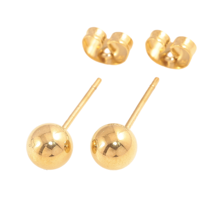 Сережки Xuping TTM Stainless Steel колір 14К пусети Кульки ø 6мм фото №5