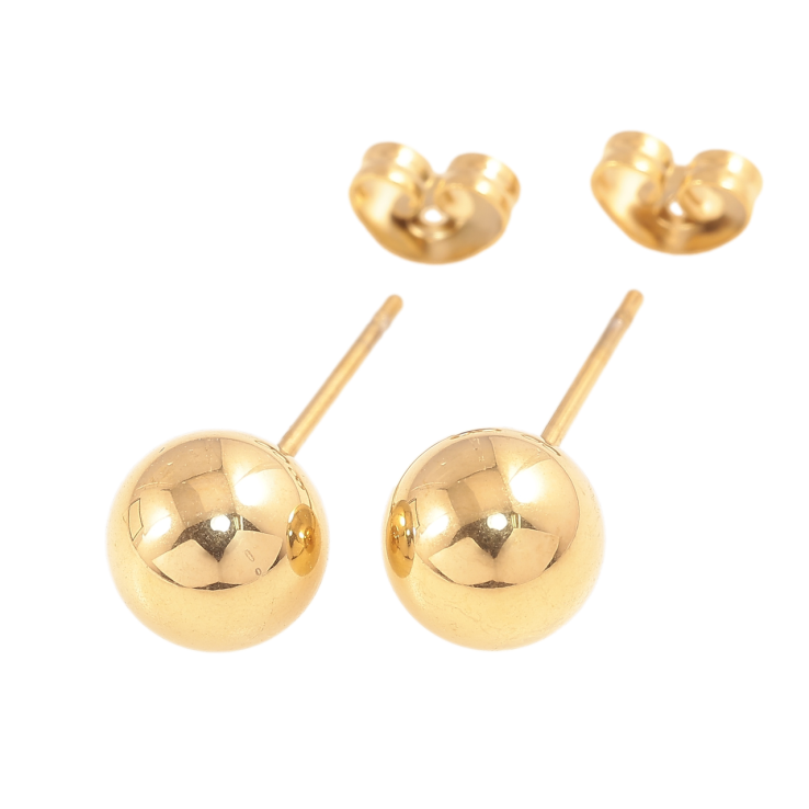 Серьги Xuping TTM Stainless Steel цвет 14К пусеты Шарики ø 8мм фото №10