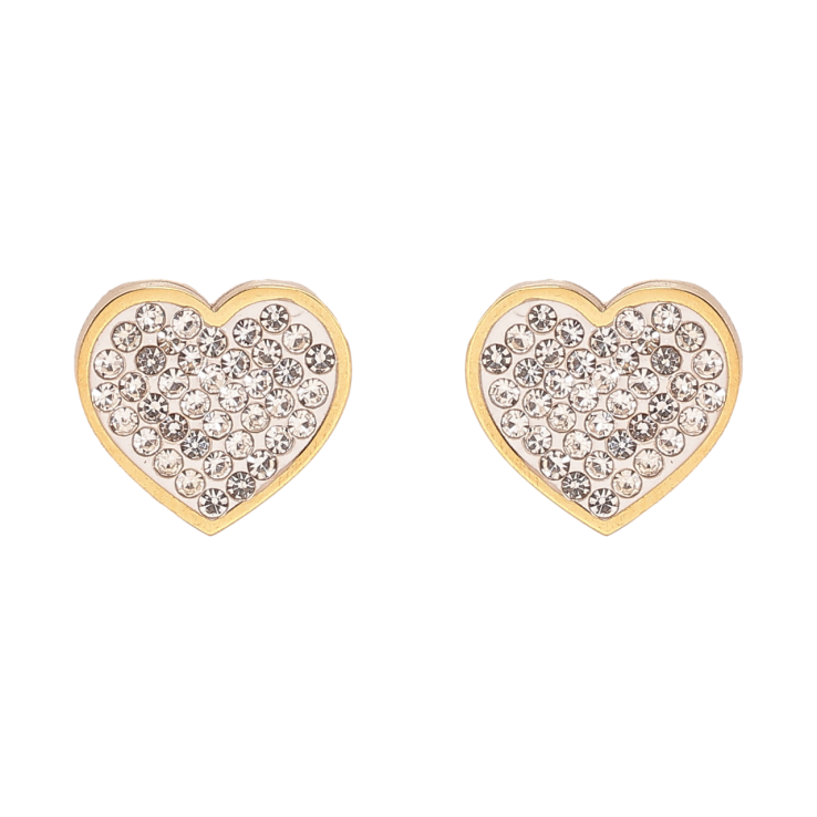 Сережки Xuping TTM Stainless Steel колір 14К пусети Сердечки з кристалами фото №10