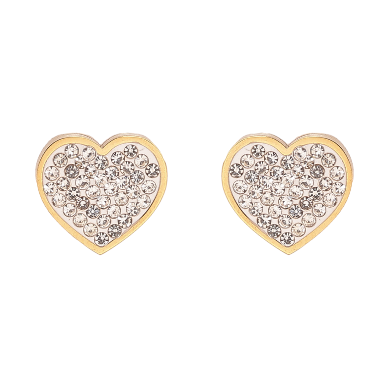 Серьги Xuping TTM Stainless Steel цвет 14К пусеты Сердечки с кристаллами фото №4