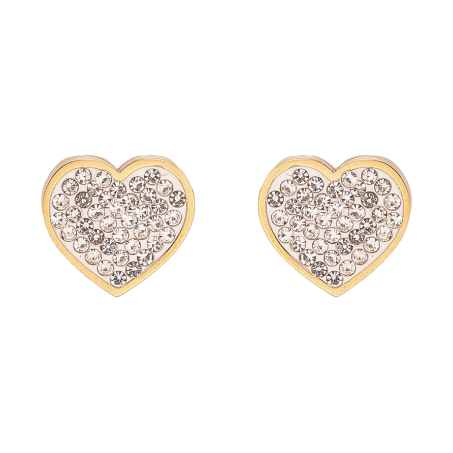 Сережки Xuping TTM Stainless Steel колір 14К пусети Сердечки з кристалами фото №1