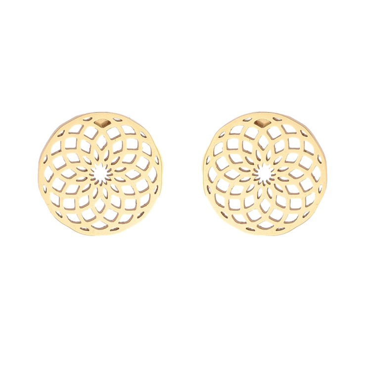 Сережки Xuping TTM Stainless Steel колір 14К пусети Різьблені кола фото №6