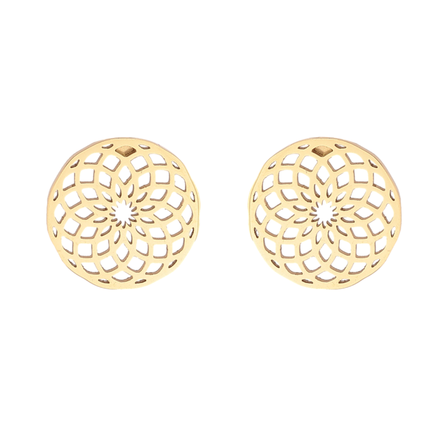 Сережки Xuping TTM Stainless Steel колір 14К пусети Різьблені кола фото №1