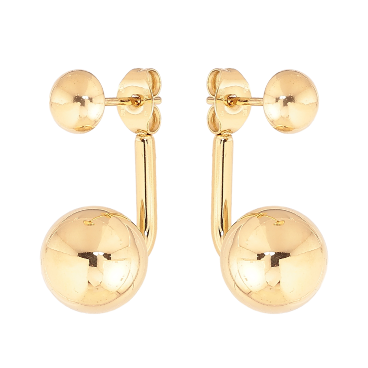 Сережки Xuping TTM Stainless Steel колір 14К пусети-джекети Кульки ø 6мм та 10мм фото №21