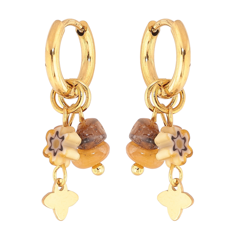 Серьги Xuping TTM Stainless Steel цвет 14К подвески на колечках Декоративные 2 в 1 фото №1