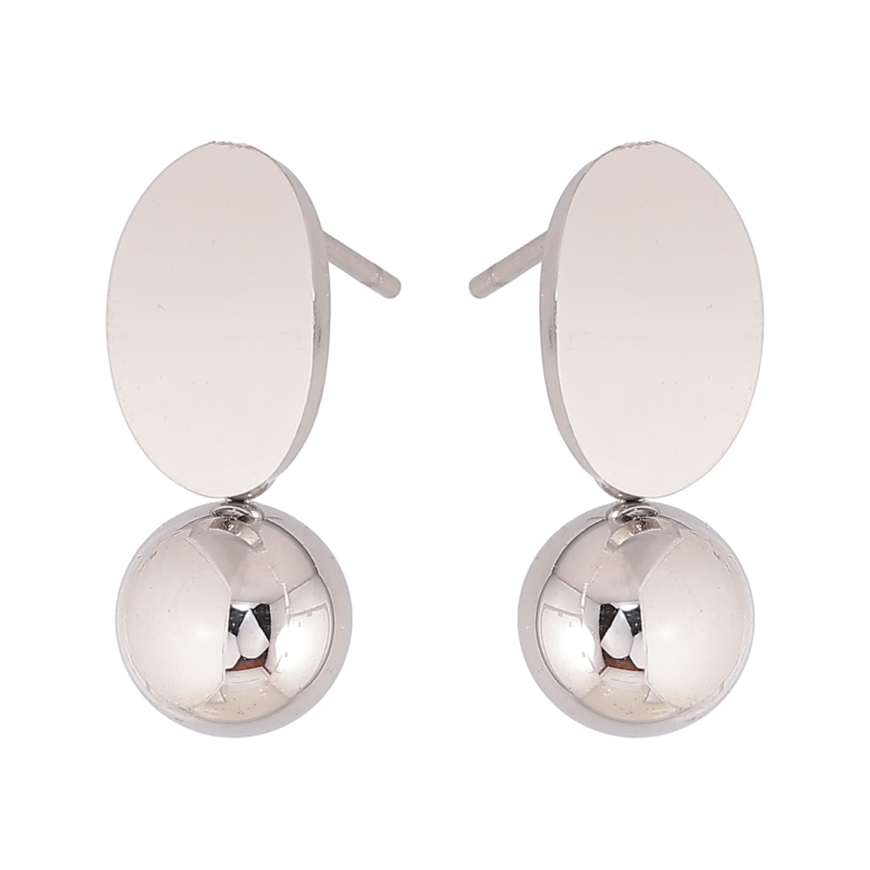 Серьги Xuping TTM Stainless Steel цвет Родий пусеты Овалы с шариками фото №13