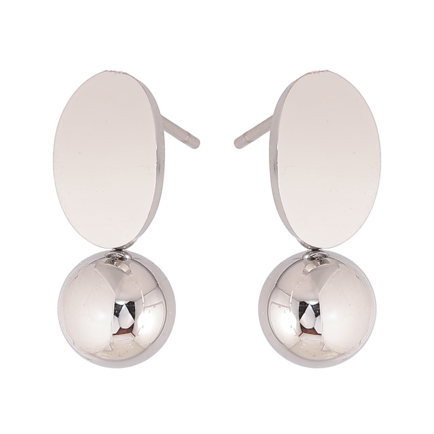 Сережки Xuping TTM Stainless Steel колір Родій пусети Овали з кульками фото №1