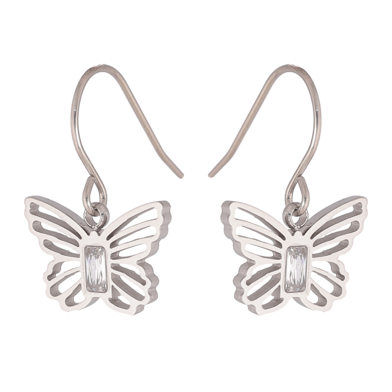 Серьги Xuping TTM Stainless Steel цвет Родий французский замок Бабочки фото №18