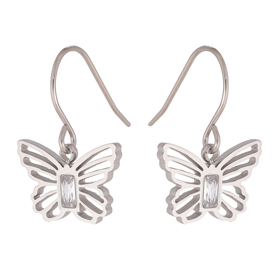 Сережки Xuping TTM Stainless Steel колір Родій французький замок Метелики фото №1