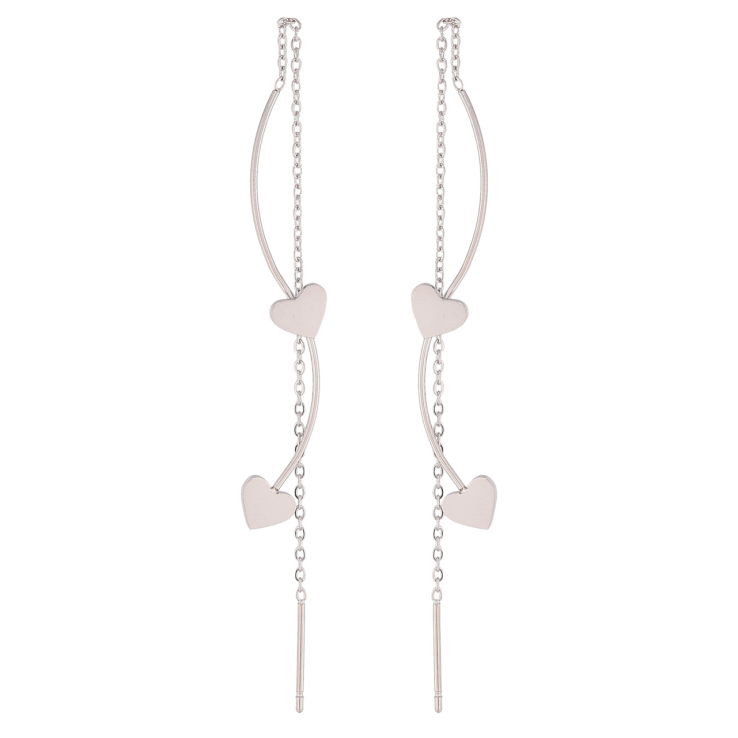 Сережки Xuping TTM Stainless Steel колір Родій протяжки Візерунок з сердечками фото №23